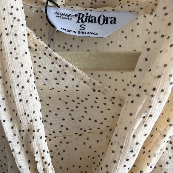 Rita Ora x Primark Cream Polka Dot Ruffle Blouse NWT – Romantic Bow Tie Top - Picture 6 of 8